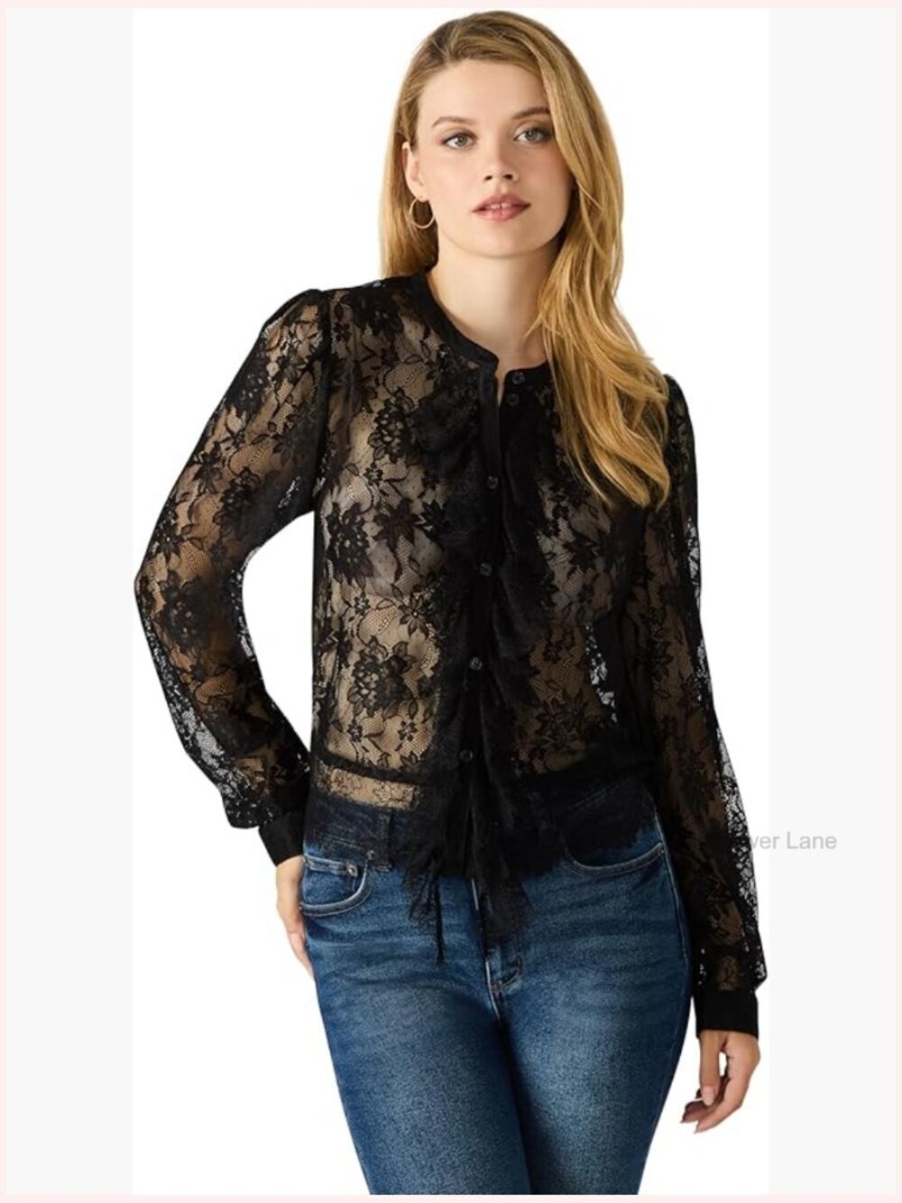 Women's Colsie Top Long Sleeve Blouse Floral Button Down Nylon Spandex